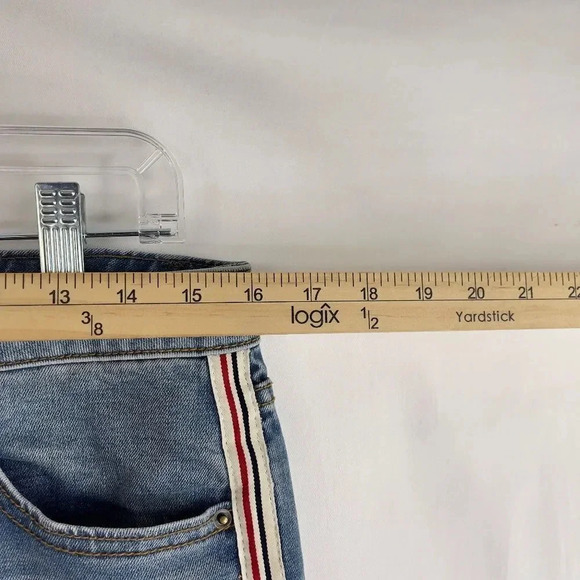 Aqua Denim Jeans w/Multi Color Side Stripes - Picture 5 of 11